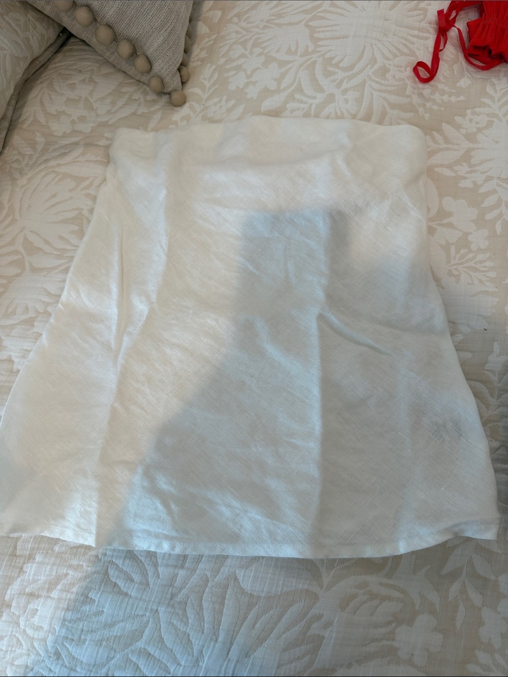 DONNI. White A-Line Linen Blend Skirt